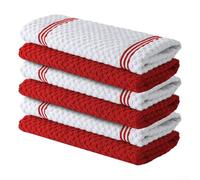 Absorbent and Soft Cotton Kitchen Towels with Terry Cloth Design for Efficient Drying and Spill Control in Home Kitchen (red)