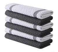 Absorbent and Soft Cotton Kitchen Towels with Terry Cloth Design for Efficient Drying and Spill Control in Home Kitchen (dark gray stripe)