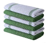 Absorbent Bar Towels 30cm Quick Dry Design(Green Stripe) | Terry cloth weave, 30x30cm size, rapid water absorption, perfect for spills, dries hands quickly