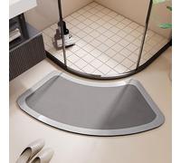 Absorbent Bath Mat - Diatomite Stone Quick Dry Non-Slip Shower Mat for Inside Shower, Easy to Clean, Curved Design, Ideal for Corner Showers