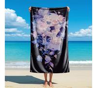 Absorbent Beach Towel Flower Skull Dark Romantic Memento Mori Gothic Flower Skull Bath Towels Premium Swim Towel For Spa Camping Gym 80X130Cm