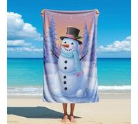 Absorbent Beach Towel Winter Snowman Print Cute Snow Buddy Swimming Towels Soft Beach Blanket For Spa Yoga Travel 80X130Cm