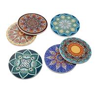 Absorbent Ceramic Coasters for Drinks,Stone Coasters with Cork Base Protection,Cup Mats Coffee Pads Place Mats Set of 6