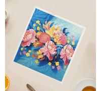 Absorbent Cleaning Towels, Floral Dish Cloths Set, 6 Pieces Kitchen Wipes with Quick Dry, Microfiber Fabric Cleaning Cloth, Soft Pattern Kitchen Decor Style, Household Countertop Daily Use