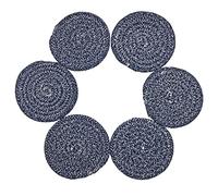 Absorbent Coasters for Drinks Set of 6, Woven Coaster Set, Soft Washable Drink Coasters,Small Cute Braided Placemats (navy blue)