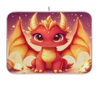 Absorbent Dish Dry Mat Red Dragon with Golden Wing Drying Mat Multifunction Dish Draining Board Mats for Dishes Glass 46X61cm