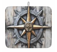 Absorbent Dish Drying Mat Retro Coastal Nautical Ocean Compass Summer Beach Kitchen Drying Mat Washable Drainer Rack Pads for Mug Glass 46X61cm