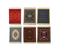 Absorbent Drink Coasters, set of 6 Pcs, Non-Slip Rubber back (2.5 mm) for Coffee Mugs Glasses, Turkish Design, Printed Carpet Pattern, Room decor (9 x 11cm) (Fusion, 6 pcs)