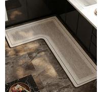 Absorbent Kitchen Rug, Quick Dry Non-Slip Floor Mat with Wave Edge, Cushioned Soft Fabric for Sink, Dish Protection & Home Safety(Beige Right,80x80x45cm)