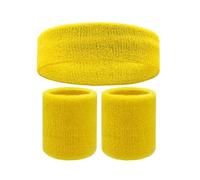 Absorbent Sweat Band Sweat Band Headband Wristbands For Men - Head Wrist Sweatband Set - Ideal For Sports Athletics Event Workout Basketball(Yellow)