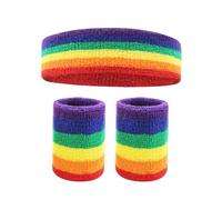 Absorbent Sweat Band Sweat Band Headband Wristbands For Men - Head Wrist Sweatband Set - Ideal For Sports Athletics Event Workout Basketball(Rainbow)