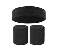 Absorbent Sweat Band Sweat Band Headband Wristbands For Men - Head Wrist Sweatband Set - Ideal For Sports Athletics Event Workout Basketball(Black)