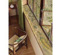 Absorbent Window Sill Cushion With Ancient Chinese Architecture, Non Slip Balconies Pad Shield for Dog Cat Scratching, 12 24 36 inch(200x50cm/79x20in)