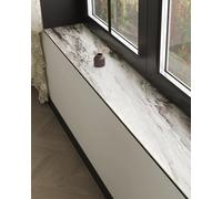 Absorbent Window Sill Protector Mats with Grey Marble Pattern, 72inch Windowsill Cushion for Plants Pet, Indoor Furniture Guard Decorative(Style 4,72x18inch (182x46cm))