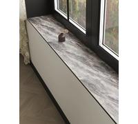 Absorbent Window Sill Protector Mats with Grey Marble Pattern, 72inch Windowsill Cushion for Plants Pet, Indoor Furniture Guard Decorative(Style 1,72x18inch (182x46cm))