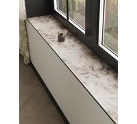 Absorbent Window Sill Protector Mats with Grey Marble Pattern, 72inch Windowsill Cushion for Plants Pet, Indoor Furniture Guard Decorative(Style 2,72x18inch (182x46cm))