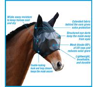 Absorbine UltraShield Fly Mask with Ears Fly Protection UV Rays Cob/Horse/Wblood