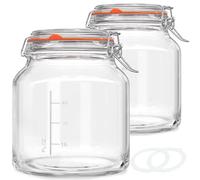 Absovetu 2 Pack Clip Top Glass Jars with Lids Airtight 2350ml - Large Storage Jars Wide Mouth Mason Jars Round Cookie Jar for Cereal Sweet Jam Biscuit Pickling Coffee
