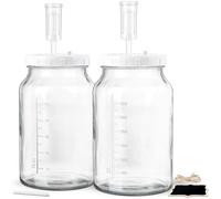 Absovetu 2 Pack Fermentation Jars with Airlock and Screw Lids 4 L - Sauerkraut Fermenting Jars Sourdough Starter Jar Kimchi Container Kombucha Kefir Jar