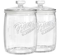 Absovetu 2 Pack Glass Cookie Jars with Lids 3.5 Litre - Large Glass Sweet Jars Mason Jars with Lids for Biscuit Cereal Flour Pasta Coffee Beans Laundry Pods Storage Container