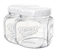 Absovetu 2 Pack Large Glass Storage Jars with Lids Airtight 1.5 Litre Food Storage Container - Cookie Jars Wide Mouth Mason Jars with Lids for Sourdough Pickling Fermenting Coffee Biscuits Canning
