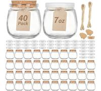 Absovetu 40 Pack Small Glass Jars with Lids and Labels 200ml/7 oz - Candle Jars Jam Jars for Overnight Oats Spice Mason Jar for Wedding Christmas DIY Gifts