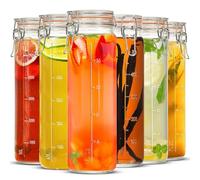 Absovetu 6 Pack Glass Jars with Lids Glass Juice Bottles 600ml/20 oz - Clip Top Storage Jars with Lids Airtight for Milk Spice Jam Pasta Beans Dry Food Kitchen Storage Containers
