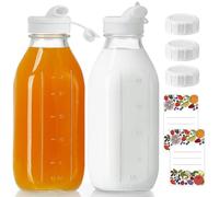 Absovetu Glass Milk Storage Bottles with Lids, 1 Litre/33.8 oz, 2 Pack