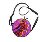 Absrtact Art Desperate Man Round Black Crossbody Bag for Womens Practical with Adjustable Strap Messenger Bag Crossbody Go shopping Canvas Messenger Purse