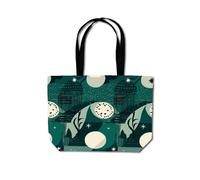 Abstact Green Cream Moon and Stars Beach Shopper Tote Bag Warren Reed - Designer Green One Size