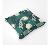 Abstact Green Cream Moon And Stars Floor Cushion Warren Reed - Designer Green Large