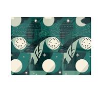 Abstact Green Cream Moon And Stars Glass Chopping Board Warren Reed - Designer Green One Size