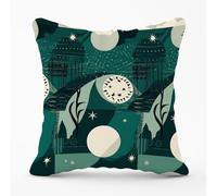Abstact Green Cream Moon and Stars Outdoor Cushion Warren Reed - Designer Green 45cm x 45cm