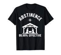 Abstinence 99.99 Percent Effective Nativity Christmas Joke Value Graphic T-Shirt, Men, Black, L