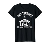 Abstinence 99.99 Percent Effective Nativity Christmas Joke Value Graphic T-Shirt, Women, Black, M