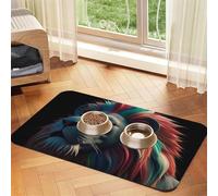Abstract 3D Art Lion Dog Food Mats for Floors, 12x18 Inch Non-Slip Super Absorbent Pet Food Mat, Dishwasher Dog Mat for Food and Water, Cute Rubber Quick Dry Pet Feeding Mat for Dogs Puppy Cats