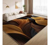 Abstract 3D Non-Slip Washable Area Rugs for Bedroom,180x270cm Brown Gradient Texture Soft Low Pile Carpet for Living Room,Floor Carpet for Office Dining Room Kitchen Nursery Bedside