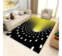 Abstract 3D Striped Geometric Texture Area Rug - Soft Flannel Non-Slip Carpet for Living Room Home Décor - Easy to Clean with Rubber Backing - 33660515446