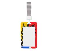 Abstract Aesthetic Botanical Female Face Sliding Id Badge Holder Hard Plastic Work Card Case Name Tag Protector for Nurses Office