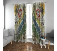 Abstract Aesthetics Short Kitchen Curtains Rooster and Children Famous Painting Prints Blackout Curtains for Living Dining Bathroom Room W66xL84in 2 Panels