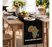 Abstract African Ethnic Geometric Table Runner 120 Inches Long, Black History Month Washable Table Runners Heat-Insulation Kitchen Dining Table Decorations for Home Party Decor 13x120in