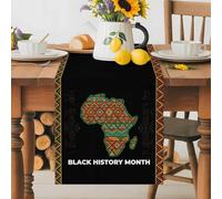 Abstract African Ethnic Geometric Table Runner 72 Inches Long, Black History Month Washable Table Runners Heat-Insulation Kitchen Dining Table Decorations for Home Party Decor 13x72in