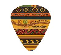 Abstract African National Pattern Print Guitar Picks 12-Pack - Assorted Thickness Picks with Storage Box & Assorted Unique Design for Acoustic, Electric, Bass, and Ukulele Players