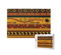 Abstract African National Pattern Printed 1000 Pieces Jigsaw Puzzle with Storage Box, Wooden Puzzle for Adults and Kids, Family Fun Decorative Game, 75x50 CM