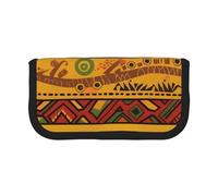 Abstract African National Pattern Printed Canvas Pencil Case, Spacious Pen Pouch for School, Office and Travel