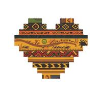 Abstract African National Pattern Printed Jigsaw Puzzle 10.8x12.8 CM, Heart-Shaped Puzzle Challenging Game for Adults Gifts, Family Fun Decorative Wall Decor