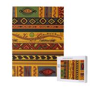 Abstract African National Pattern Printed Jigsaw Puzzle with Storage Box, Wooden Puzzle for Adults and Kids, 500 Pieces Family Fun Decorative Game, 38x52 CM
