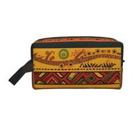 Abstract African National Pattern Printed Makeup Bag Travel Portable Cosmetic Bag Large Capacity Makeup Case Toiletry Handbag Organiser for Women