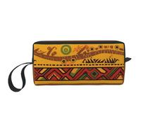 Abstract African National Pattern Printed Makeup Bag with Handle, Lightweight Portable Cosmetic Organiser for Travel, Gym & Daily Use – Gift for Women Girls
