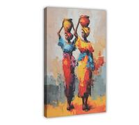 Abstract African Woman Carrying Water Canvas Poster Wall Art Decor Print Picture Paintings for Living Room Bedroom Decoration 16x24inch(40x60cm)